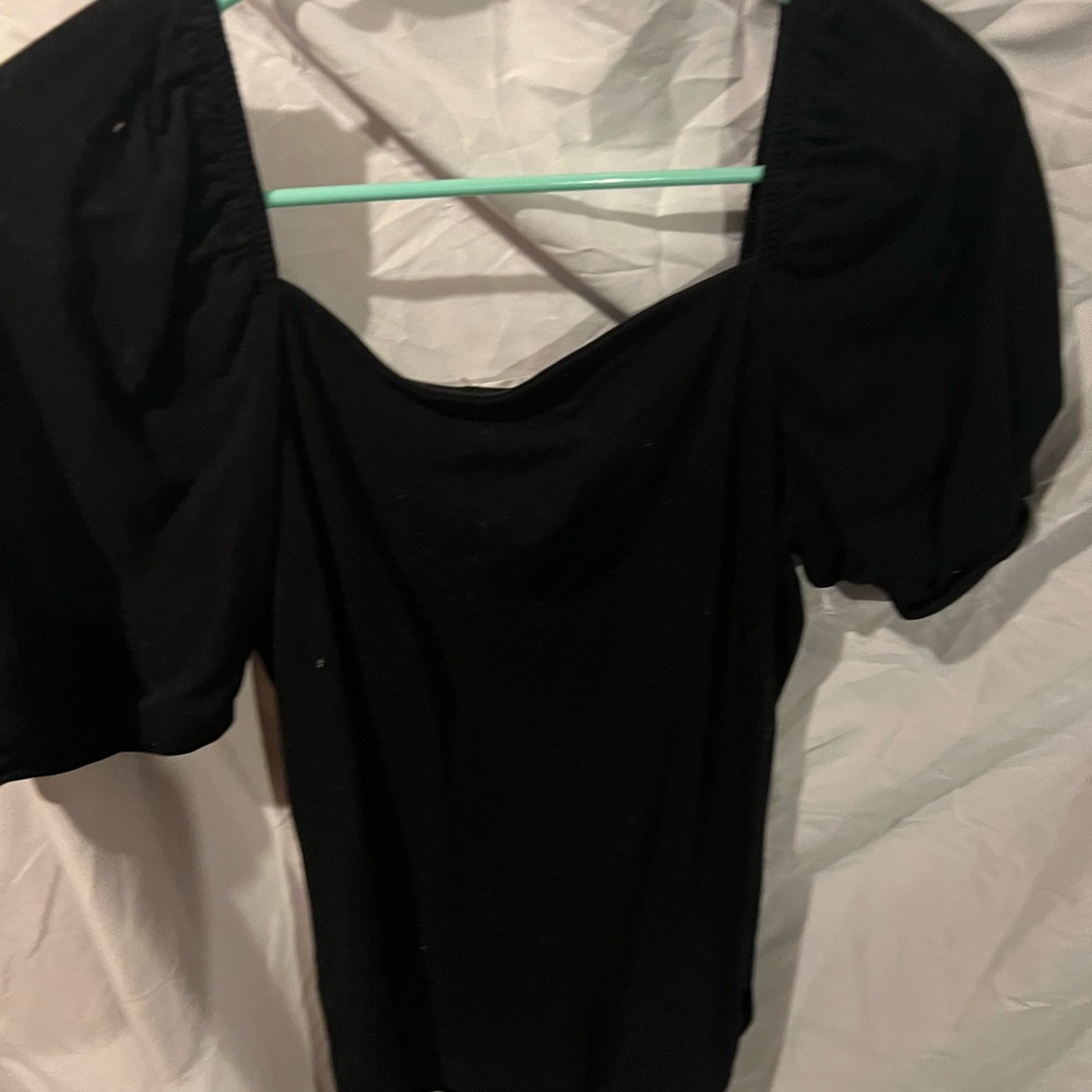 24/7 Comfort Apparel Black Puff Sleeve Blouse - Picture 3 of 3